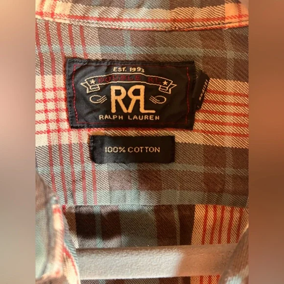 RRL Vintage Ralph Lauren Multicolor Plaid Cotton Shirt size 3 Medium - Picture 3 of 14